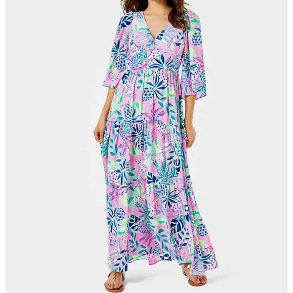 Lilly Pulitzer Lilac Rose Cica Tica Rease Maxi Dress in Size 16.